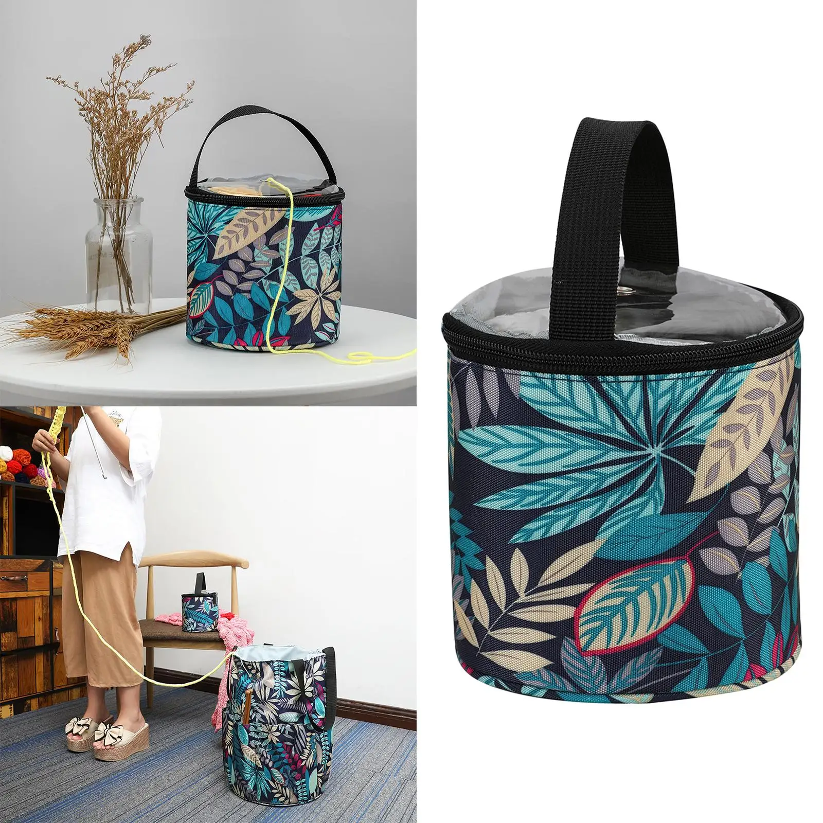 تخزين الغزل لحمل حقيبة الحياكة المحمولة للشقوق وخطافات الكروشيه