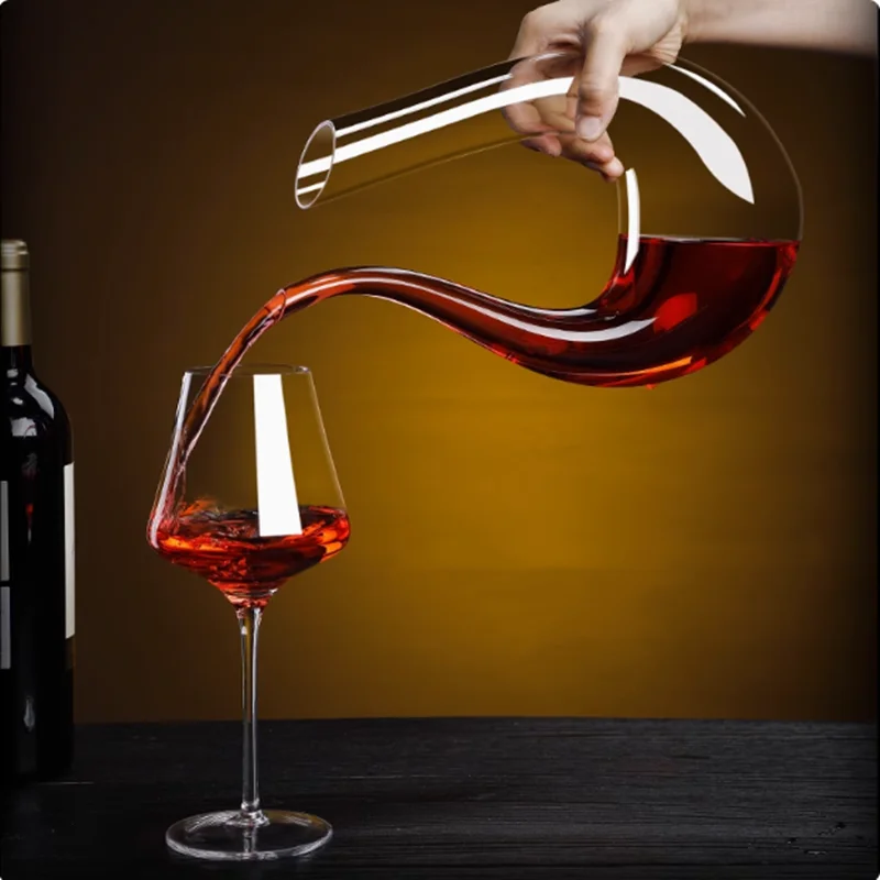 

European style,Transparent crystal, handle, wine decanter,Glass wine glass set，U-shaped red wine pot,family bar accessories