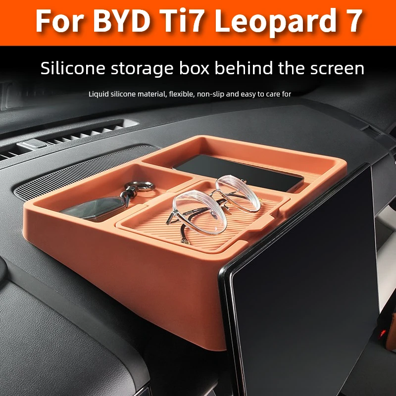 For BYD Ti7 Leopard 7 Silicone Storage Box Behind Screen Dashboard Modified Interior Accessories