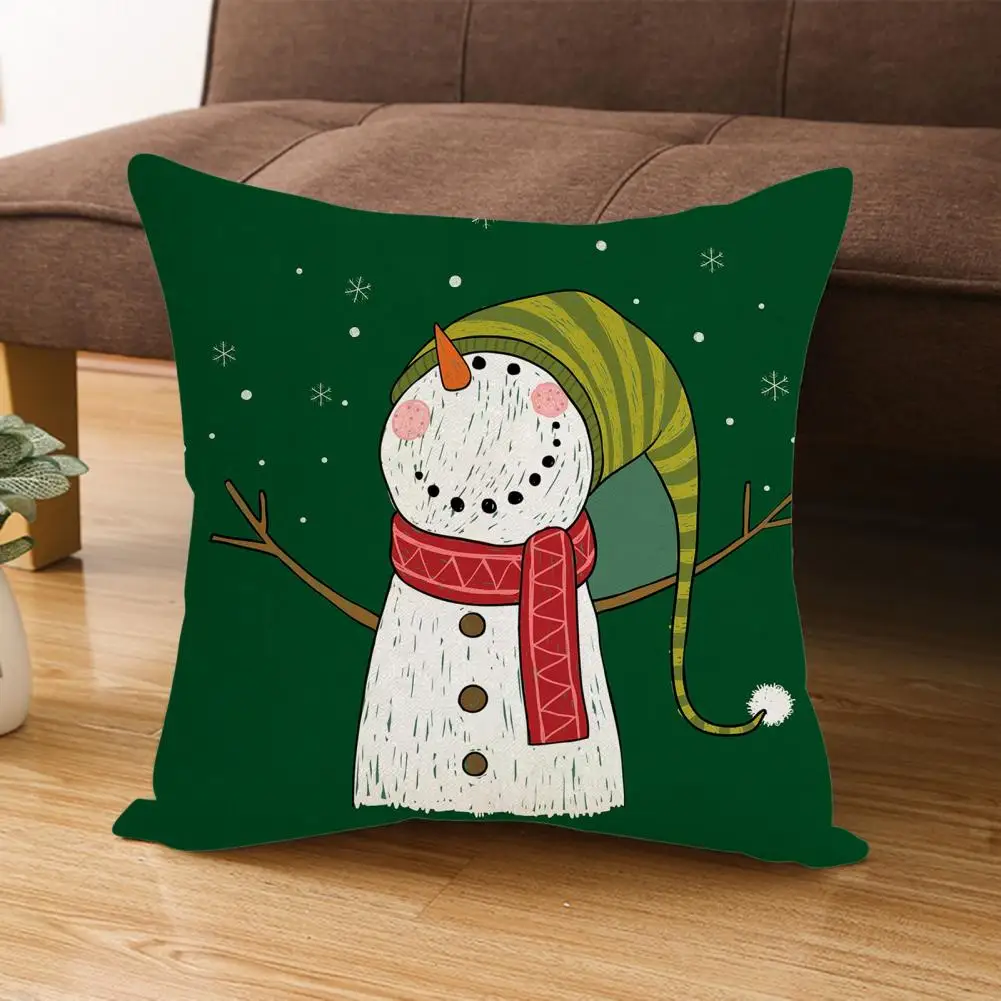 Christmas Cushion Cover Decorative Hidden Zipper Single Side Printing Pillowcase Xmas Washable Square Couch Throw Pillow Case