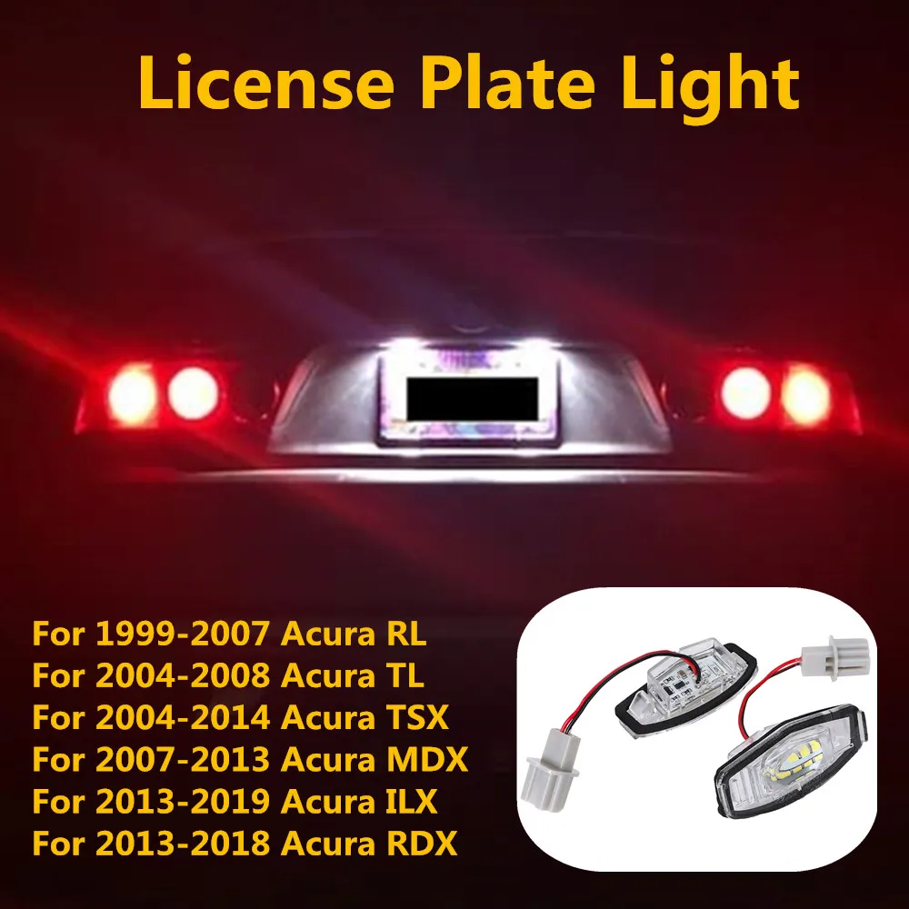 

2x NEW White Error Free LED Car License Plate Light Bulbs Accessories For Acura MDX RL TL TSX ILX RDX Honda Civic Odyssey Accord