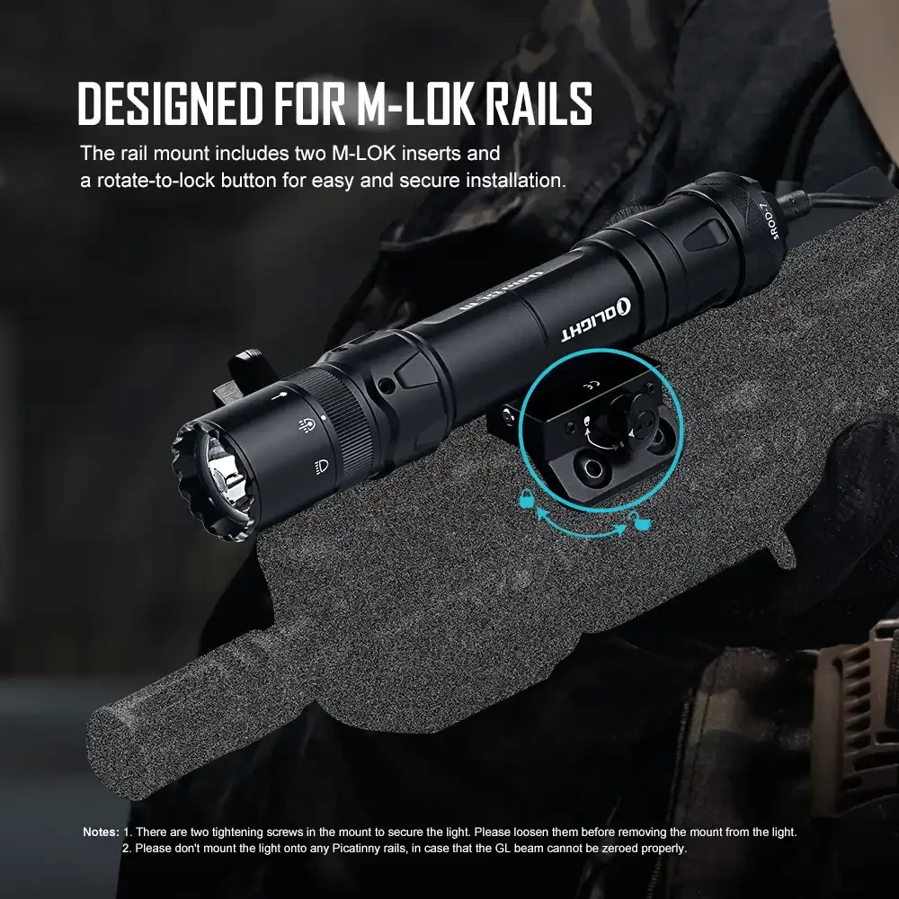 Olight Odin GL M Tactical Flashlight MLOK Mount 1500 Lumens Magnetic Charging Remote Switch Weaponlight Rifle light Green Beam