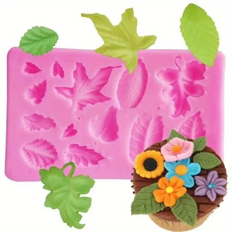 Maple Rose Leaf Cake Border Silicone Molds Christmas Cupcake Fondant Cake Decorating Tools Chocolate Candy Clay Moulds