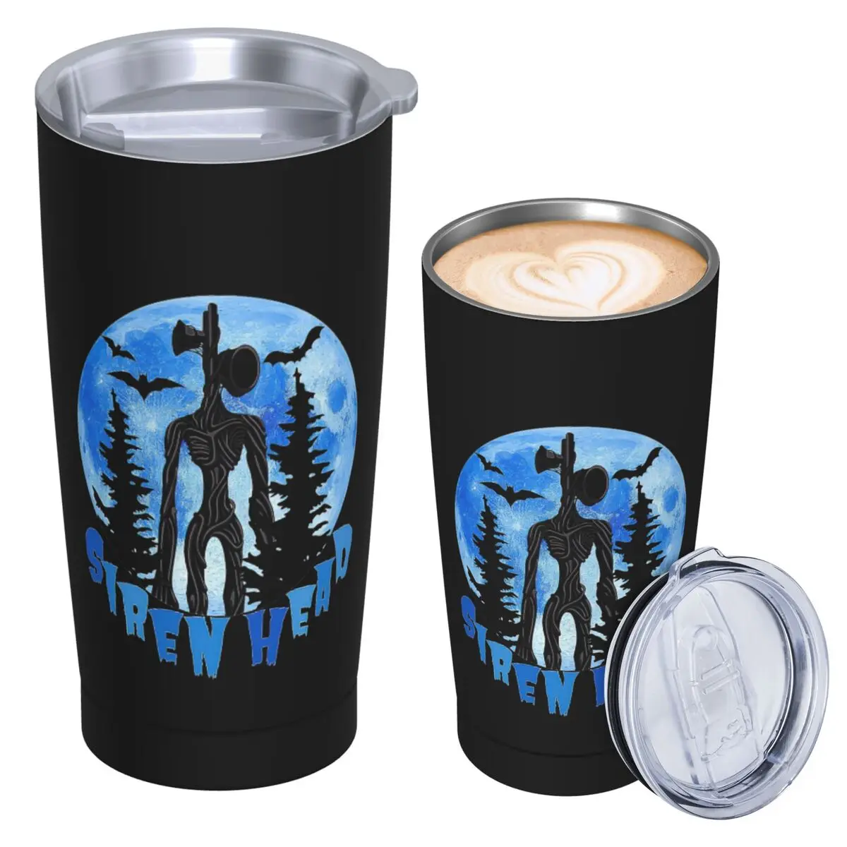 Cartoon Horror Creepypasta Siren Head Stainless Steel Tumbler Vacuum Insulated Mug Thermal Cold Cups Straws With Lid 20oz