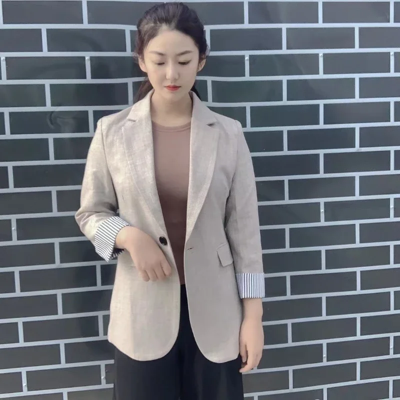 Pop versão coreana de terno casual jaqueta feminina primavera e outono moda simples temperamento terno superior terno de escritório feminino topo n