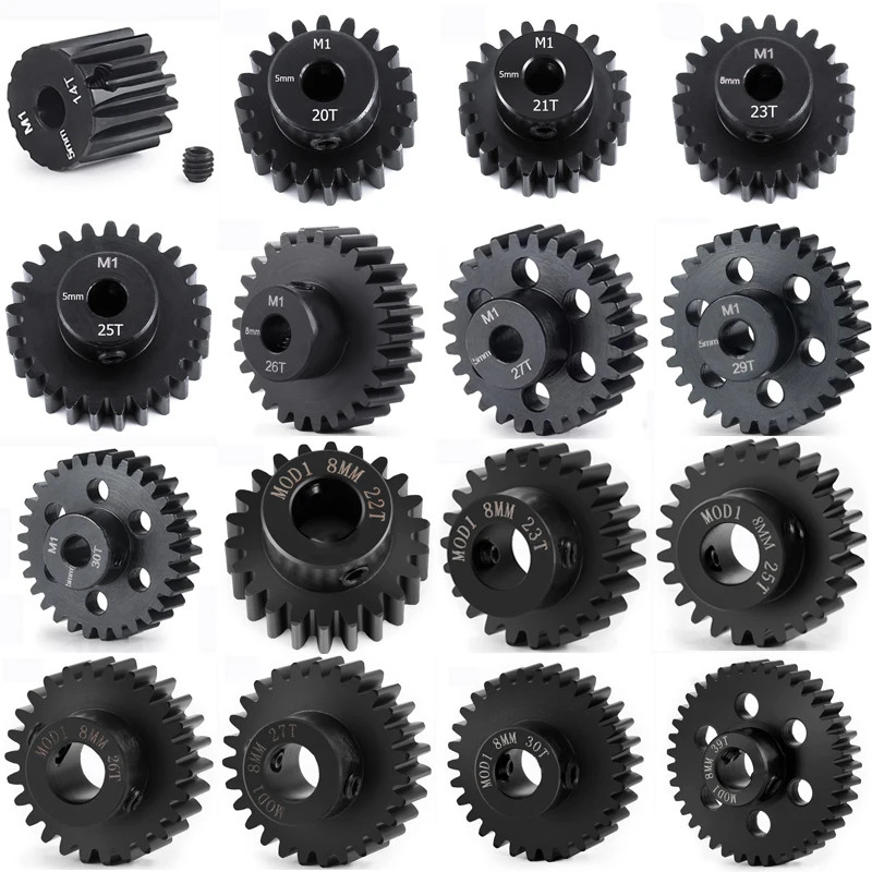 M1-5mm-14, 20, 21, 22, 23, 24, 25, 26, 27, 29, 30T, 8mm-22, 23, 25, 26, 27, 30, 31, 32, 35 T 경화강 모터 기어, TRAXXAS X-Maxx/E-Revo/MAX, 38 T, 39T