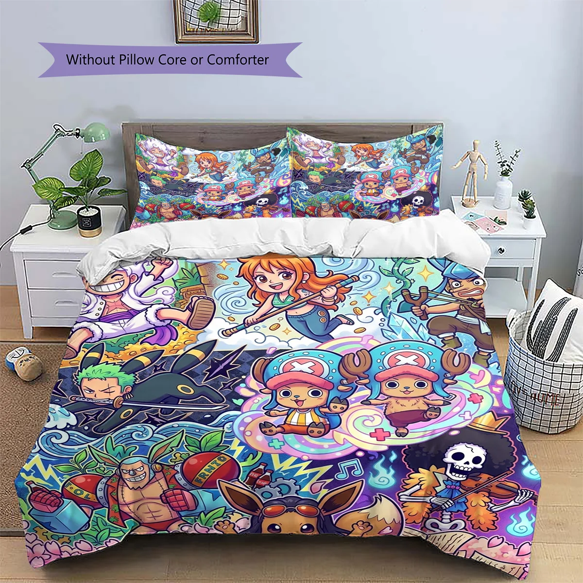 One Piece Luffy Patterned Pillowcase & Duvet Cover Set Bedroom Luxury Decor Anime Bedding Wonderful Lovers Gift.-TING