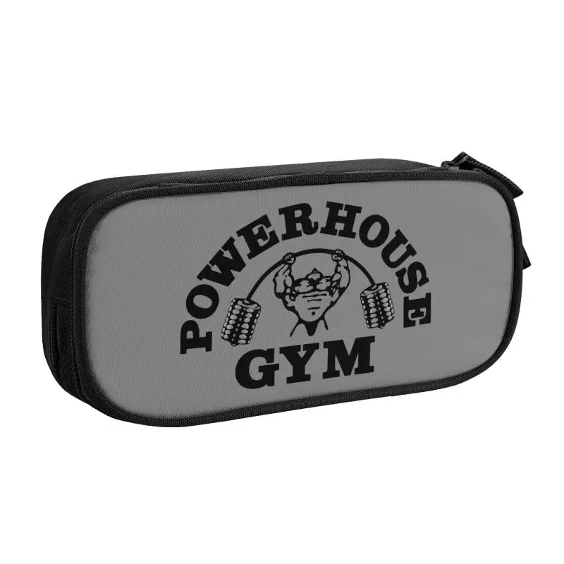 Custom Powerhouse Gym School Pencil Case Girls Boys Large Capacity Fitness Building Muscle Pencil Pouch Students Stationery