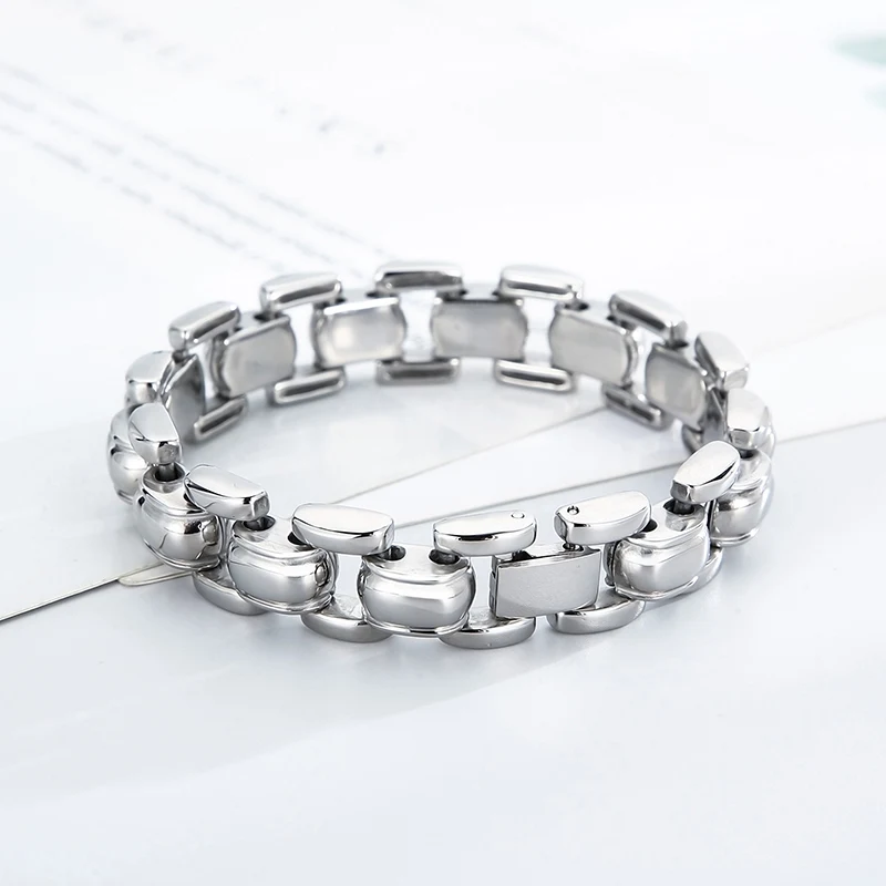 Fongten Silver Color Square Men's Box Bracelet Stainless Steel Twisted Cuban Chain Bracelets For Men Bangle Jewelry Wholesale