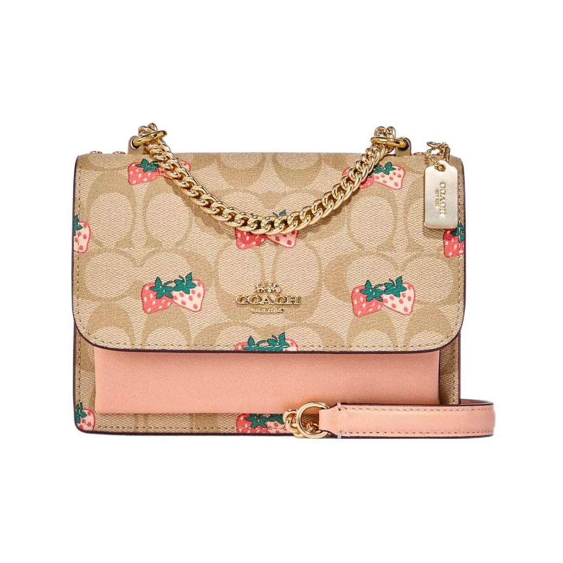 COACH Klare Smooth Leather With Coated Canvas Shoulder Bag, Crossbody Bag Small Women's Brown & Pink CB594-IMOT4