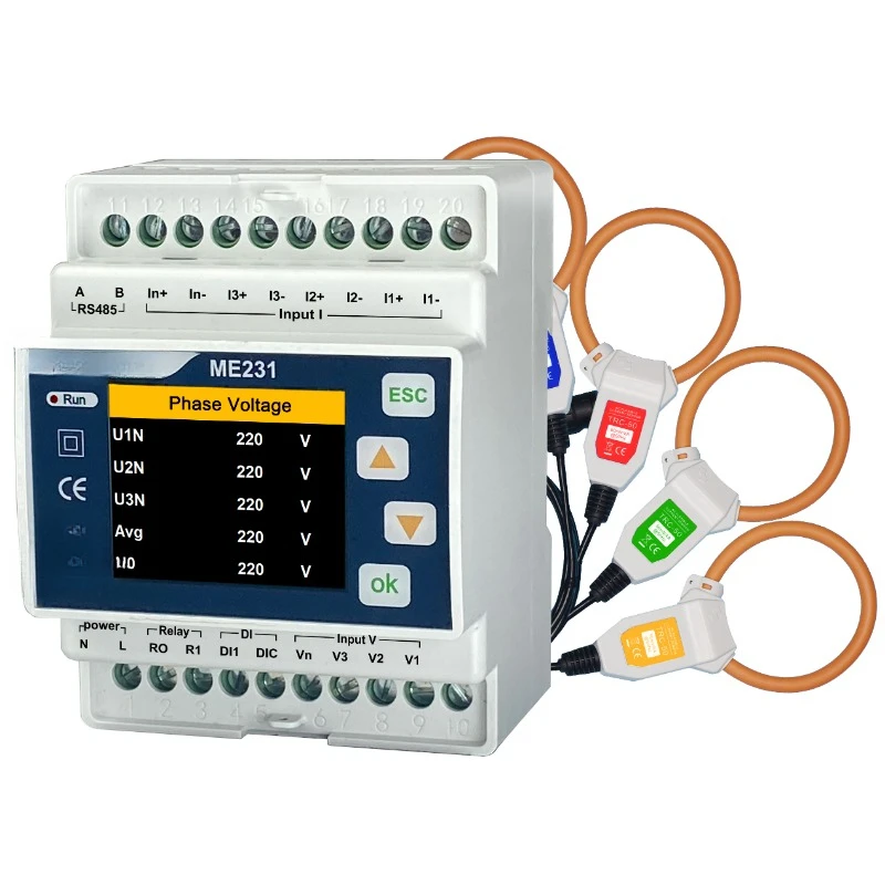 600V Wireless Three Phase Power Meter with 3 CTs for Remote Power