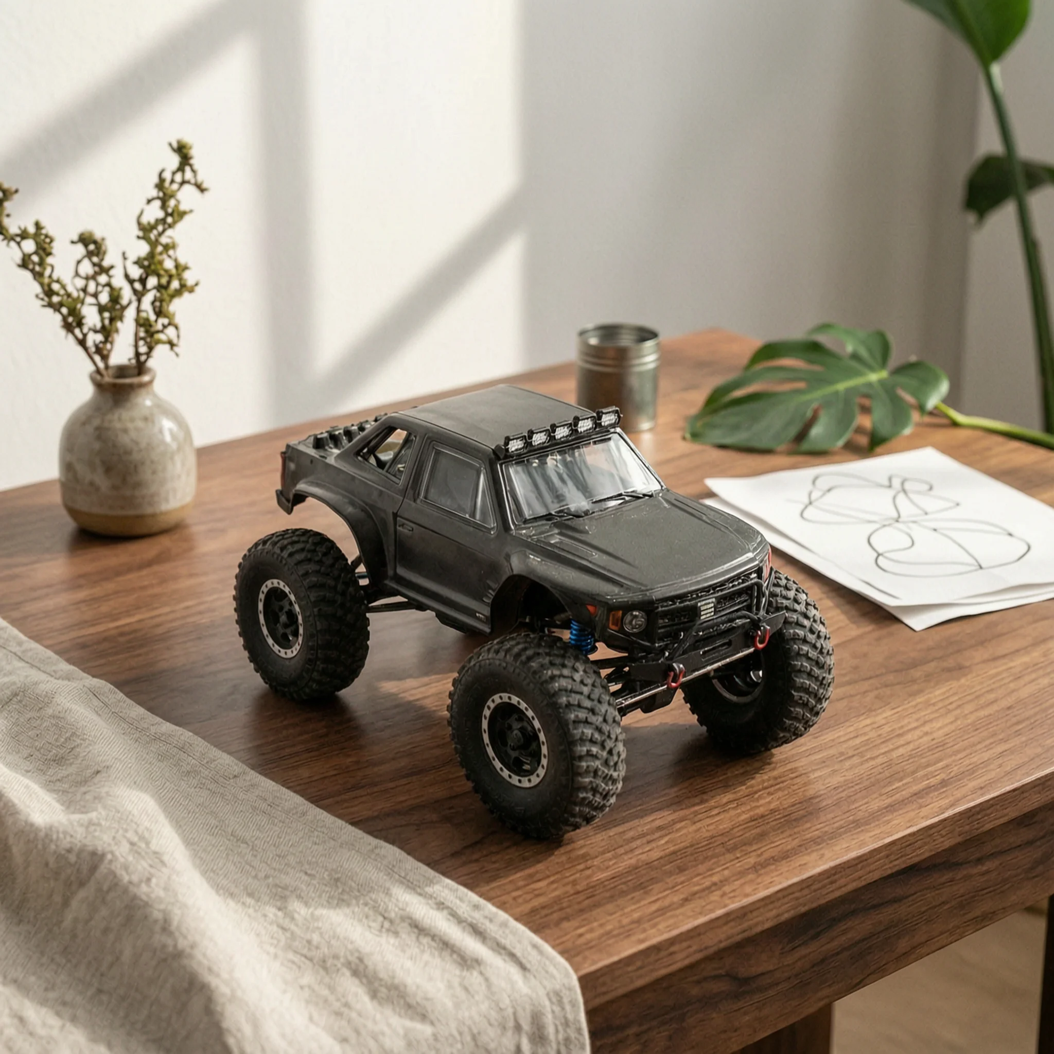 6 Pieces RC Wheel and Tire Set Rugged Pattern RC Wheels with Metal Hubs Beadlock Wheel off-Road Non-Slip