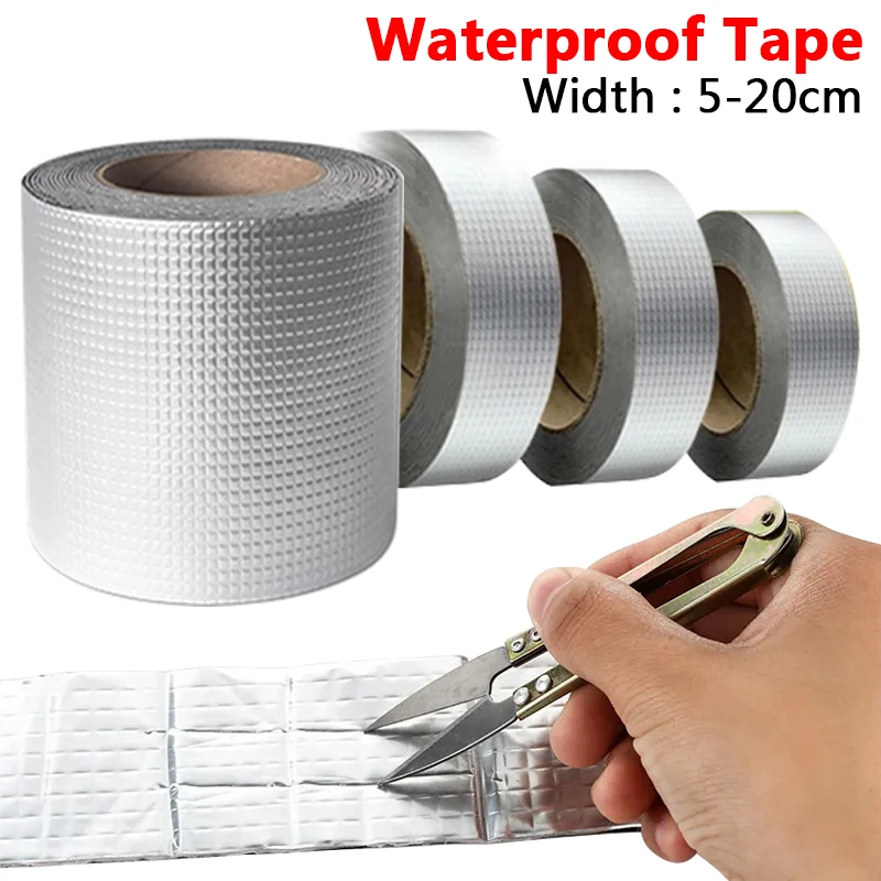 

Waterproof Tape High Temperature Resistance Aluminum Foil Thicken Butyl Tape Wall Pool Roof Crack Duct Repair Sealed Self Tape