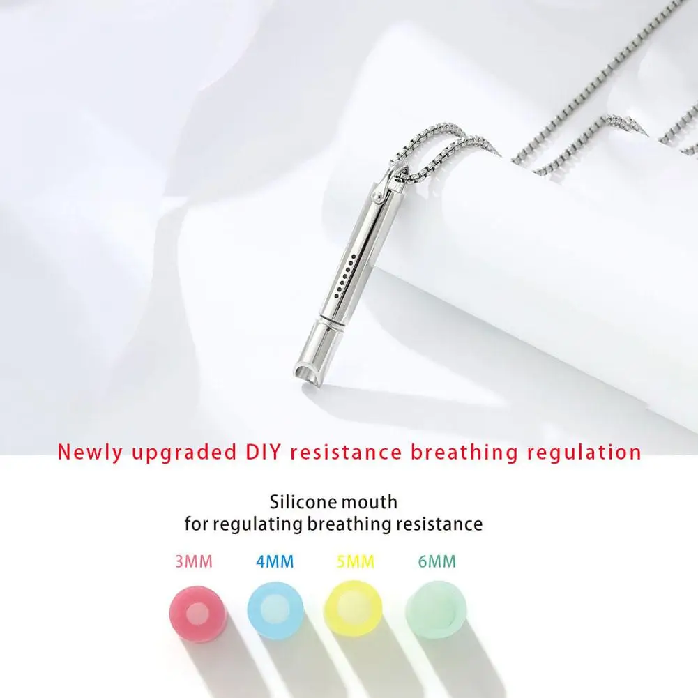 التأمل اليوغا قلادة التنفس المقاومة صافرة قلادة ينظم التنفس للتأمل الهدوء وتخفيف التوتر قابل للتعديل