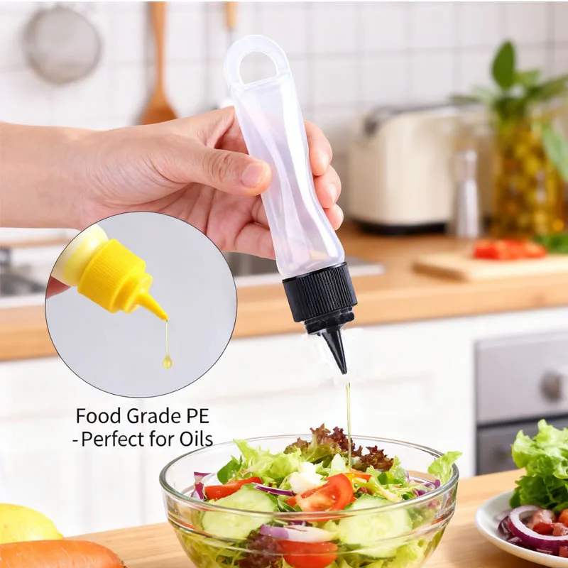 ขวดบีบพลาสติก PE ขนาด 30-120 มล. จำนวน 5 ชิ้น พร้อมฝาปิดกันฝุ่น สำหรับบรรจุของเหลว เช่น กาว หมึก สี ใช้สำหรับพกพาหรือใช้เป็นตัวอย่าง