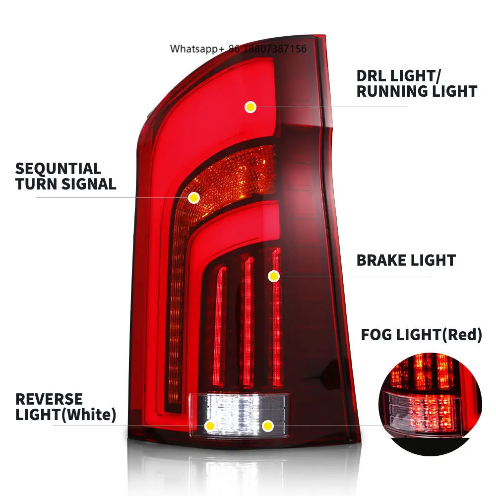 

Archaic Full LED Rear Taillights for V-Class VITO V250 V260 W447 2014-2020 Red Lens IP67 Waterproof Plug & Play