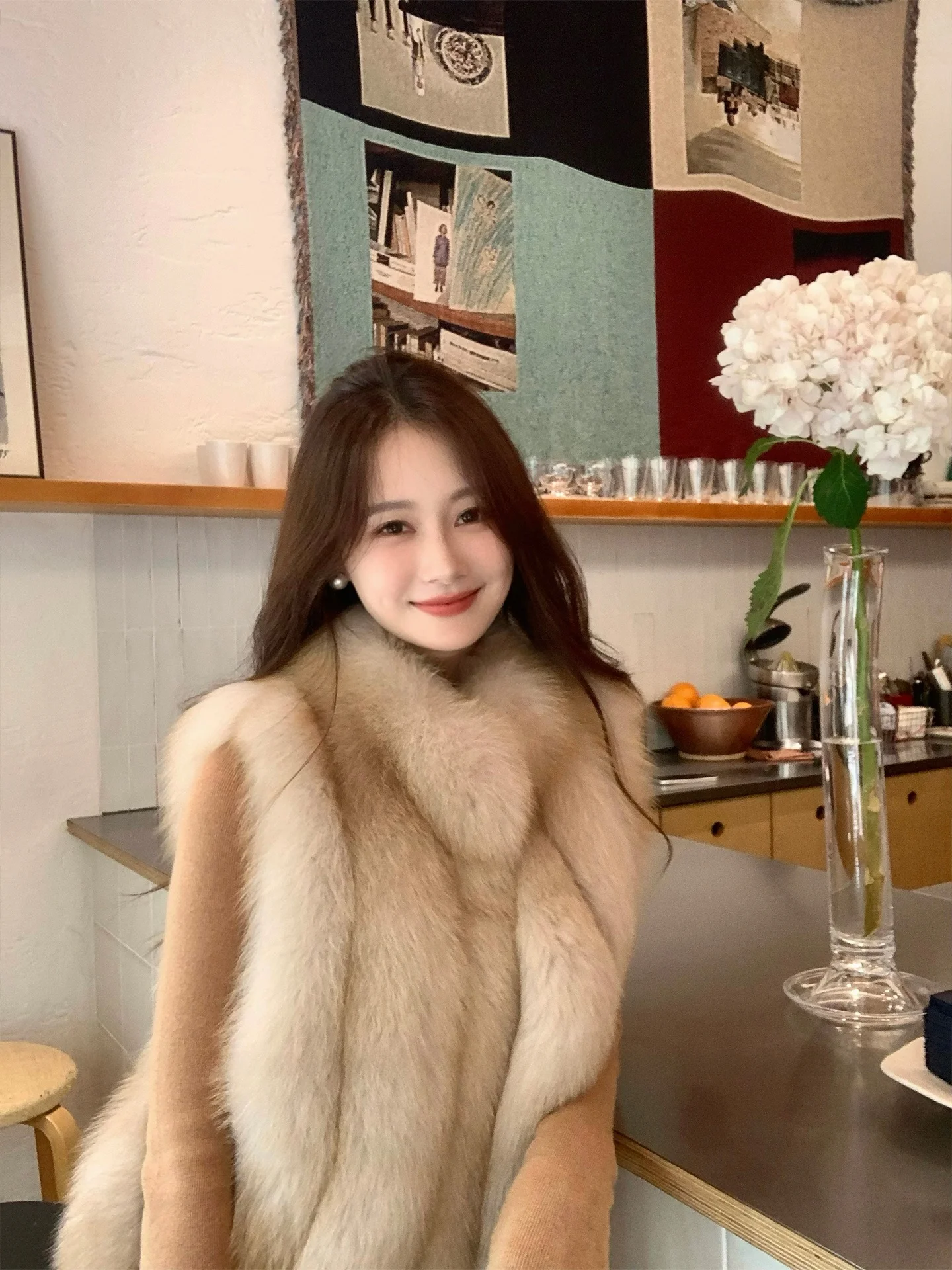 

Fashionable Heavyweight Fur Vest Jacket Women's Stand Collar Leatherwear Short Style Zipper Closure Casual Winter Coat