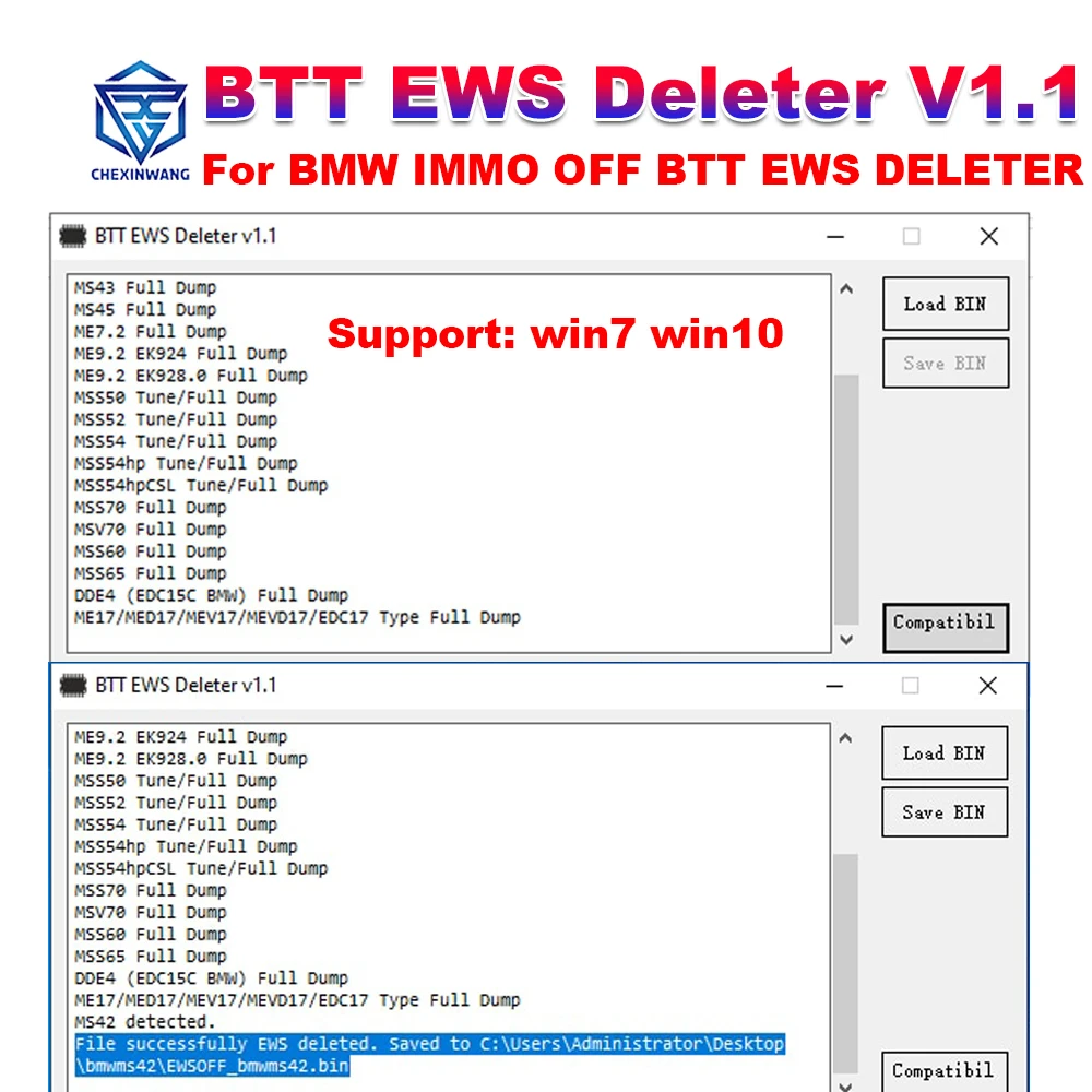 

BTT EWS DELETER V1.1 For BMW IMMO OFF Support MS41 MS42 MS43 MS45 ME7.2 ME9.2 MSS54 ME17/MED17/MEV17/MEVD17/EDC17 BTT EWS DELETE