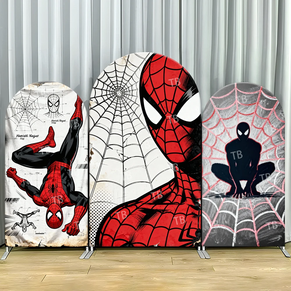 

Spider-Man Sketch Comic Arch Backdrop Cover Artistic Scene For Kids Birthday Party Cool Cartoon Theme Photo Booth Decor Prop