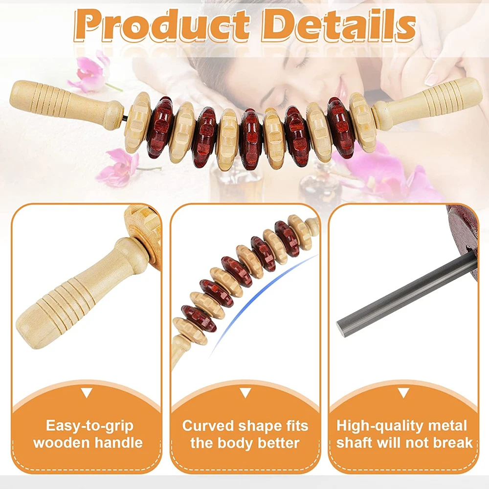 1Pc Hout Therapie Roller Gear Stok Massage Tool Cellulite Afslanken Roller Massager Lymfedrainage Body Vormgeven Trigger Stok