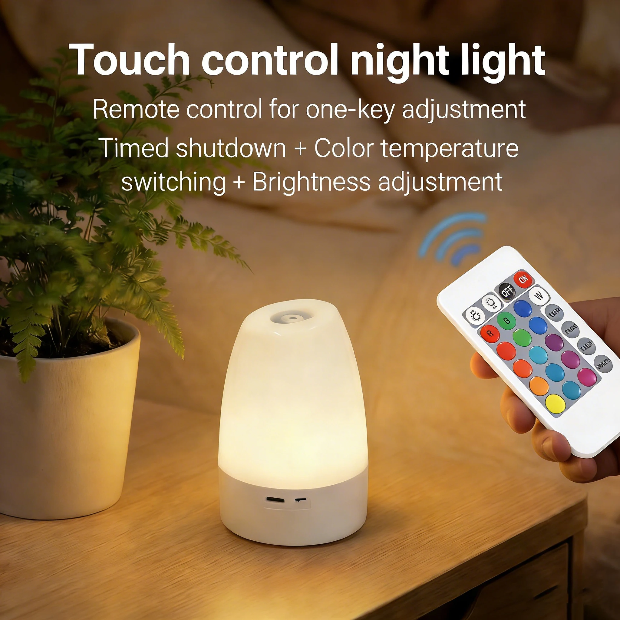 

Светодиодные светильники с регулируемой яркостью, сенсорное управление, ночник с пультом дистанционного управления, USB-зарядка, светодиодная настольная лампа, 3 цвета, ночник для детей, подарок