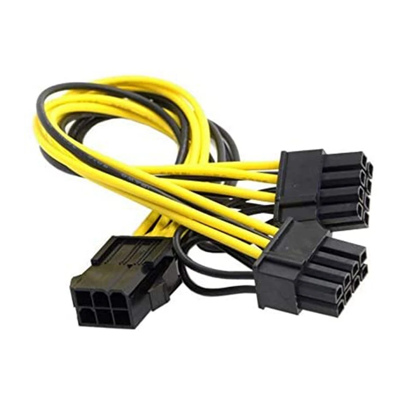 Cabo de alimentação adaptador pcie de 6 pinos para duplo 8 (6 + 2) pinos, cabo de extensão divisor gpu vga y para placa de vídeo gráfica