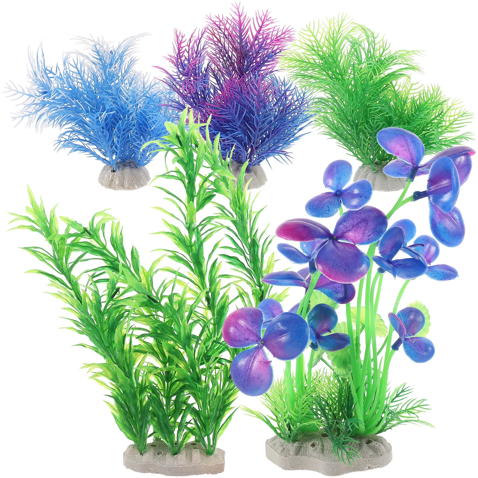

5pcs Aquarium Plants Decorations Plastic Fish Tank Accessories Fake Aquatic L scaping Large Decor Safe Gentle