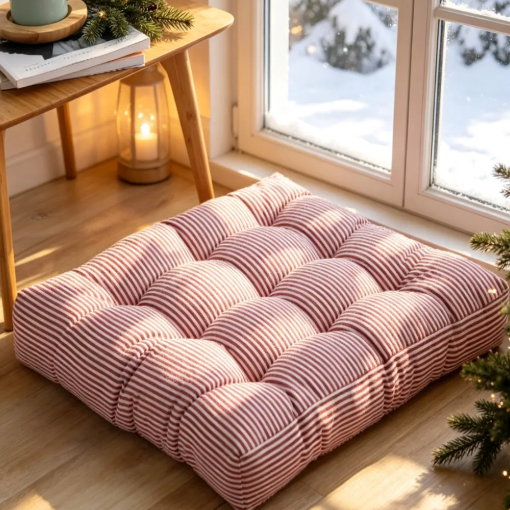 Striped Square Floor Seat Cushion Chair Seat Pad for Patio Garden Home Window Meditation - Christmas Gift Seat Cushion Pads