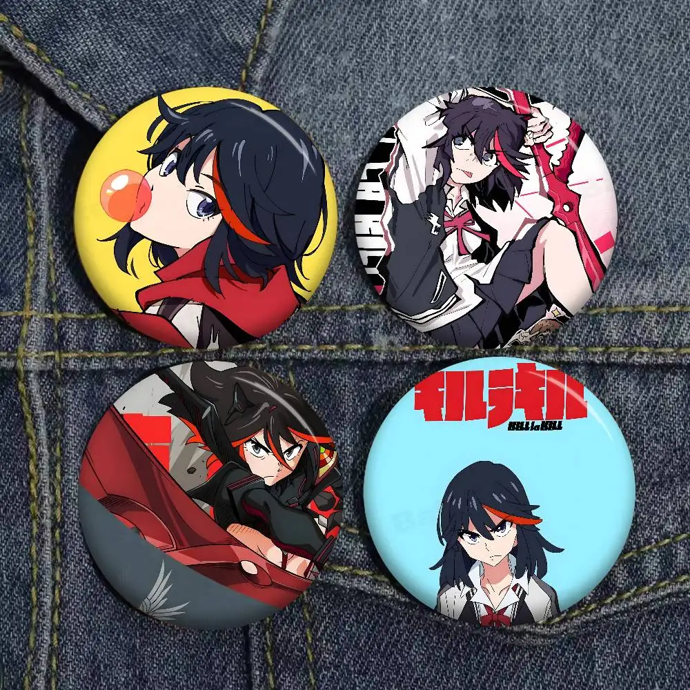 Cool Anime K-KILL La K-KILL Vintage Tinplate Pin Button Custom Anime Role Old-school Brooch Cartoon Collar Badge