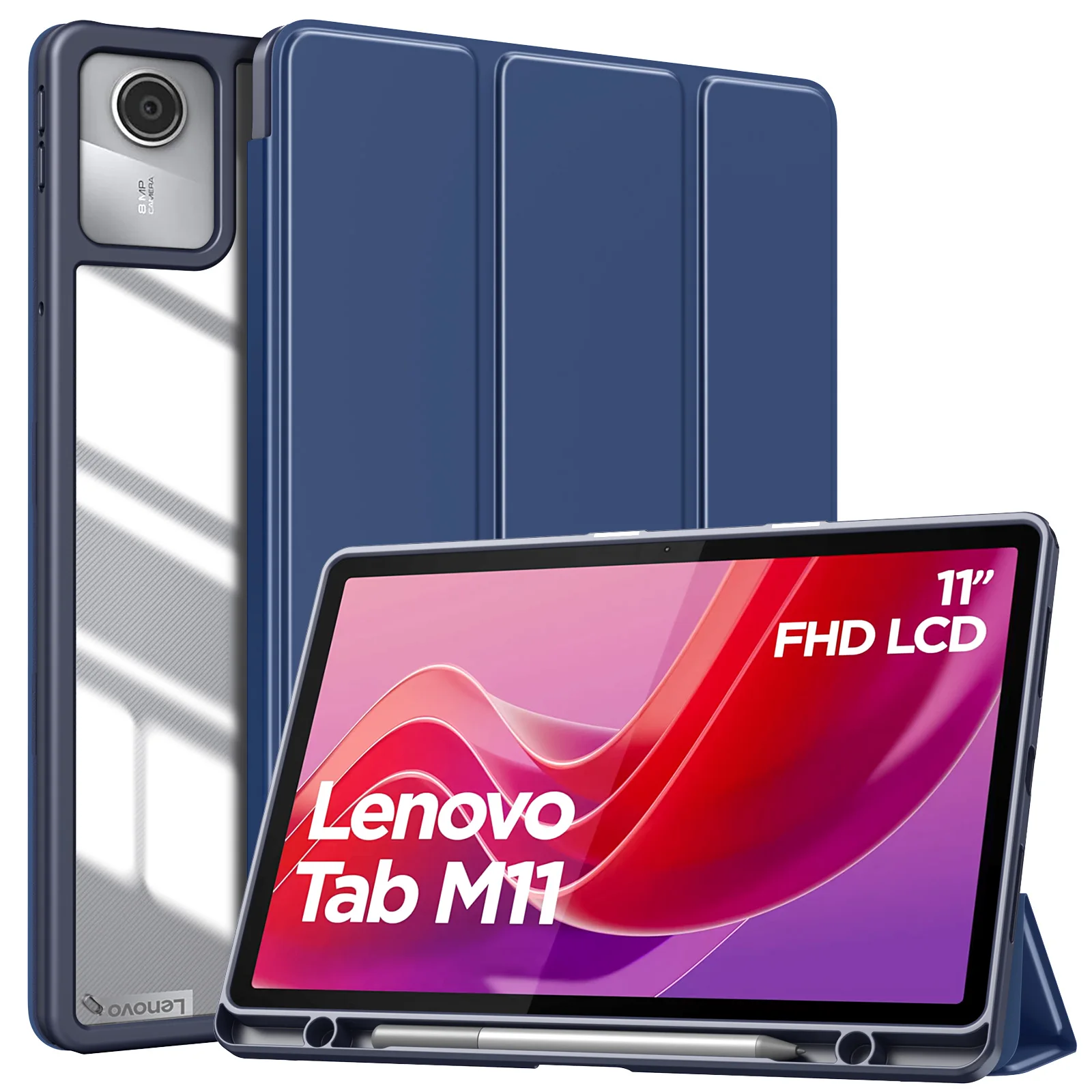 

Чехол для Lenovo Tab M11 2024 (TB330FU/TB330XU) 11 дюймов с держателем для ручек, ультратонкий складной чехол-подставка для автоматического пробуждения/сну
