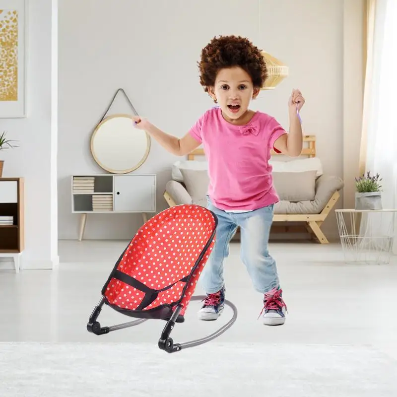 Set di passeggino per bambole per bambini Set da gioco per bambole con carrozzina per bambole Culla per bambole Passeggino Seggiolone Vassoio per alimentazione Accessori per passeggino per bambole