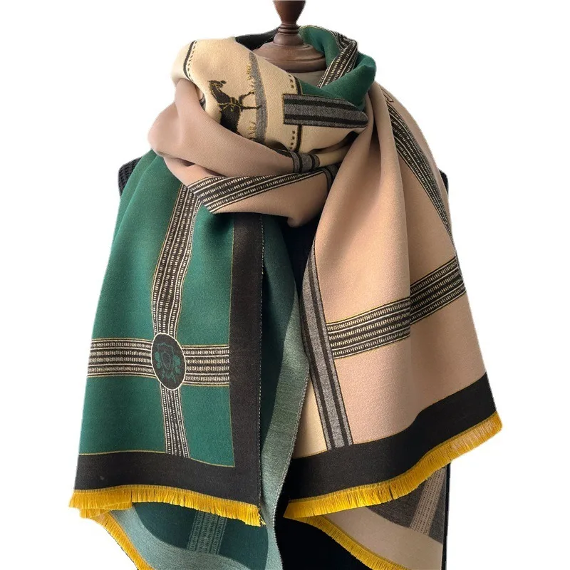 Mode Luxe Sjaal Winter Vrouwen Sjaals Warme Deken Wraps Vrouwelijke Foulard Bandana Dikke Print Sjaals Nieuwe Halsdoek