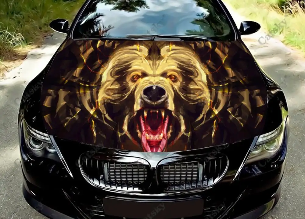 

ferocious black bear animal Car stickers engine cover stickers auto parts custom pattern packaging modified decorative stickers