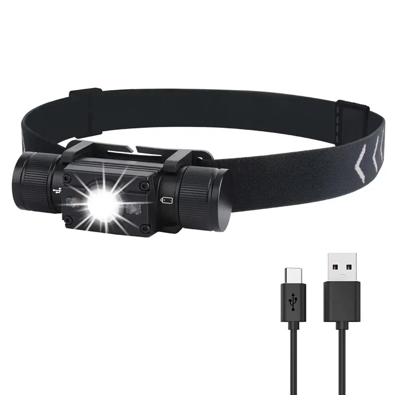 Powerful LED Headlamp with 18650 Battery Type-C Rechargeable Fishing Head Flashlight Work Camping Lantern E0064 Portable