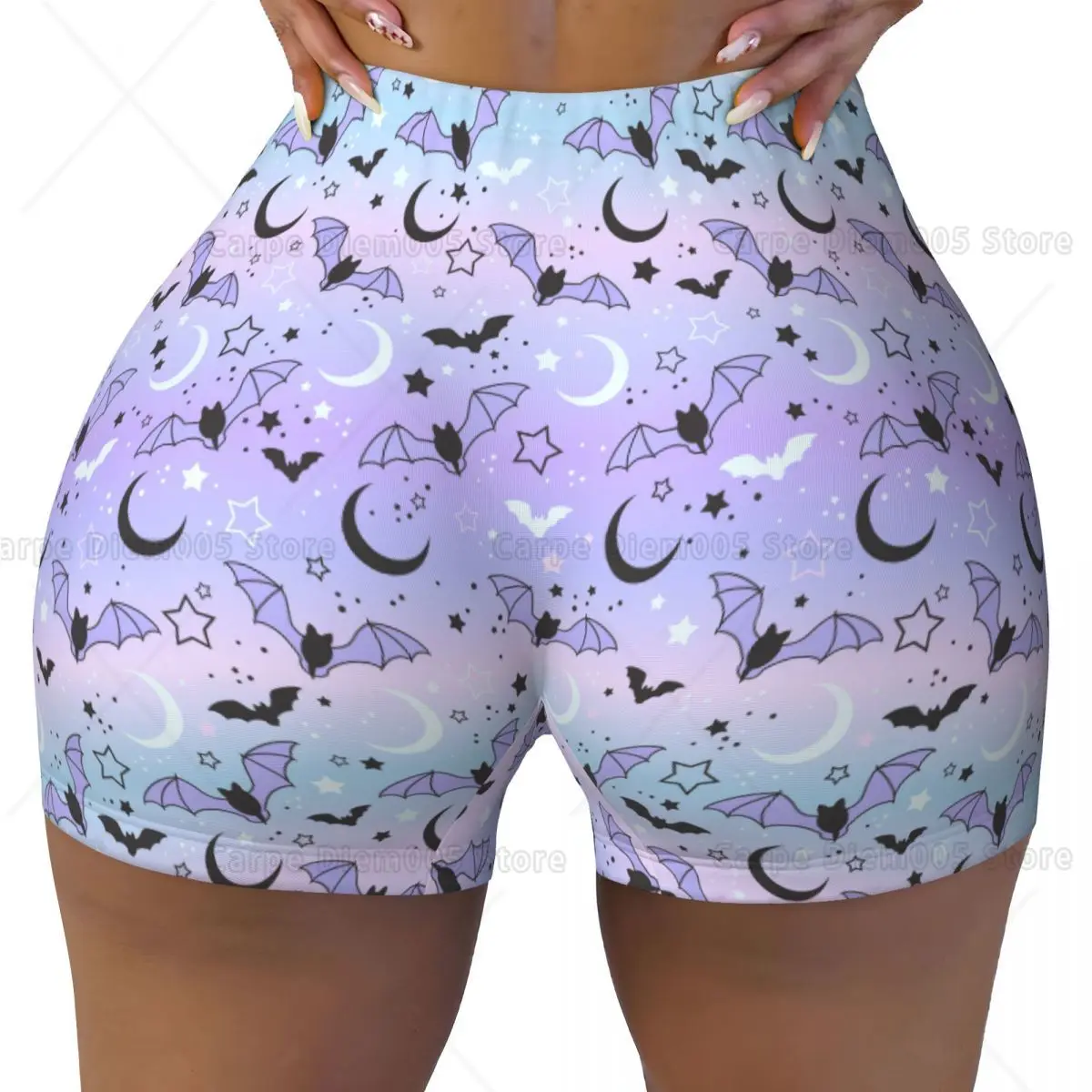 

Женские шорты Pastel Moon Star Moon и летучая мышь с принтом для активного отдыха, фитнеса, бега и йоги, повседневные шорты для фитнеса с контролем ягодиц