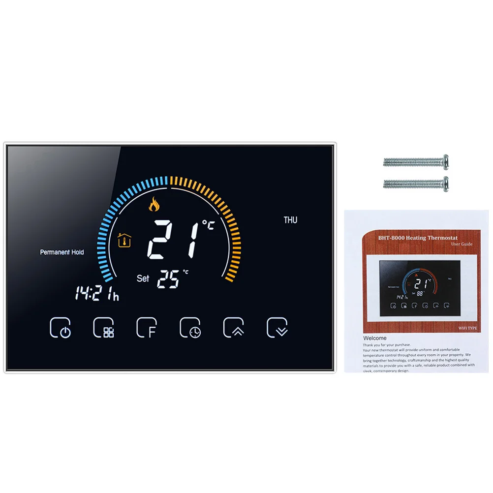 

Digital Thermostat Smart Temperature Controller 48 Inch Large Color Backlit LCD 15Mm Thickness 86Mm Cassette 60Mm European Round
