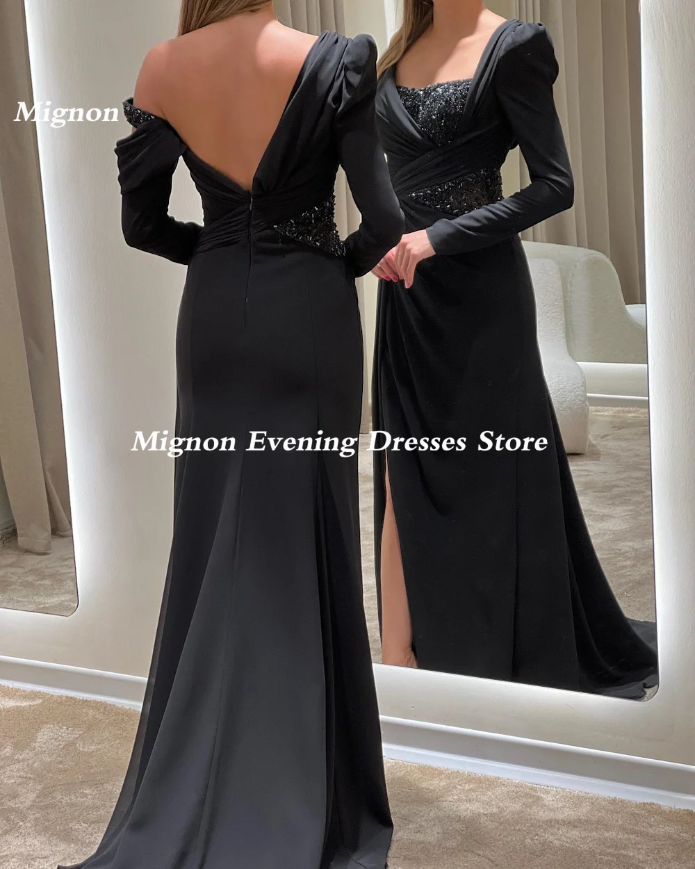 Mignon-vestido de graduación de satén con hombros descubiertos para mujer, traje de sirena con volantes, largo hasta el suelo, Formal, elegante, para fiesta de noche, 2023