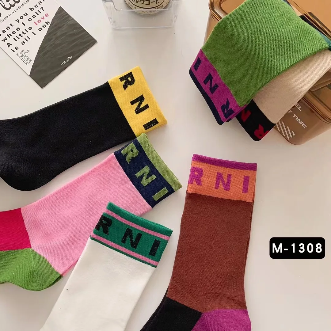 Fashion Colorblocking Socks Alphabet Print designer socks Pure Cotton Comfortable Soft Thin Breathable Casual Patchwork New