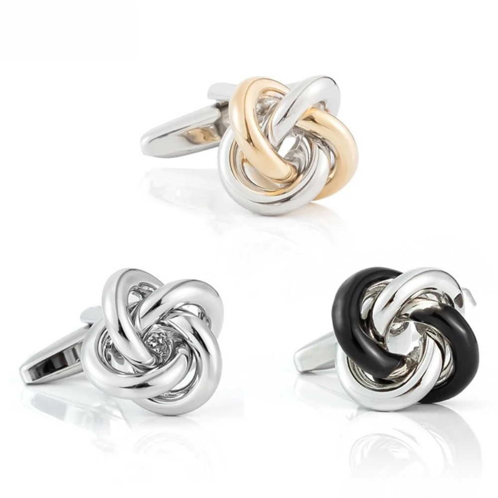 Woven Knot Two Tone Cufflinks Classic Twisted Metal Cufflinks for Men Formal Attire Banquet Decoration Business Dress Cuff Nails