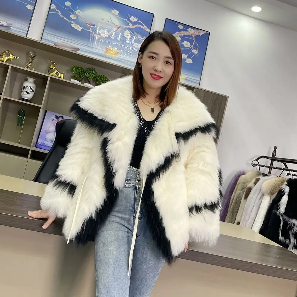 2023 Hot Sales New Women Winter Coat Natural Fluffy Fur Jacket Fashion Real Fox Fur Luxury Clothes Ladies High-End Streetwear