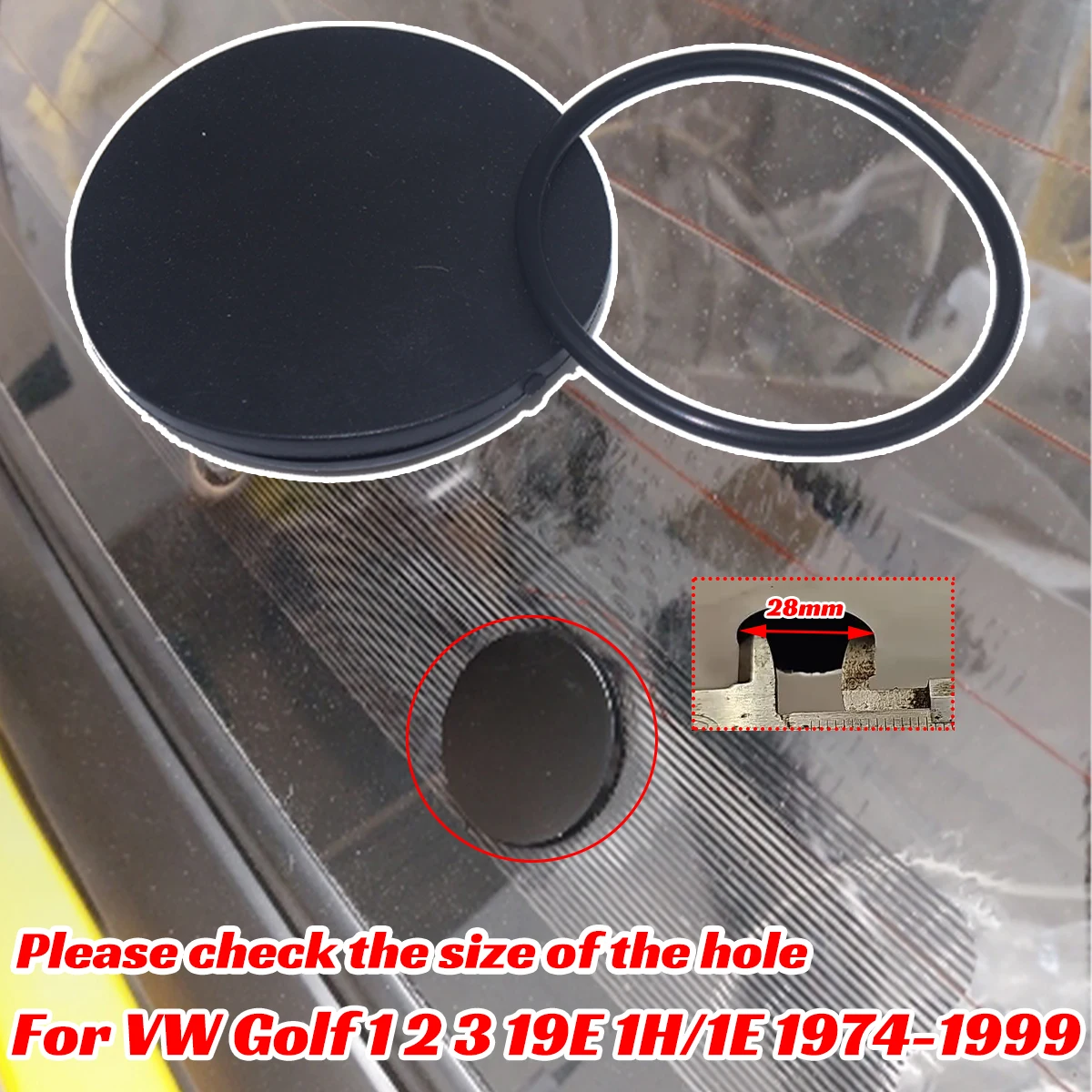 

For VW Golf 1 2 3 19E 1H/1E 1974 - 1994 1995 1996 1997 1998 1999 Car Rear Window Wiper Windshield Delete Bung Seal Blade Arm Cap