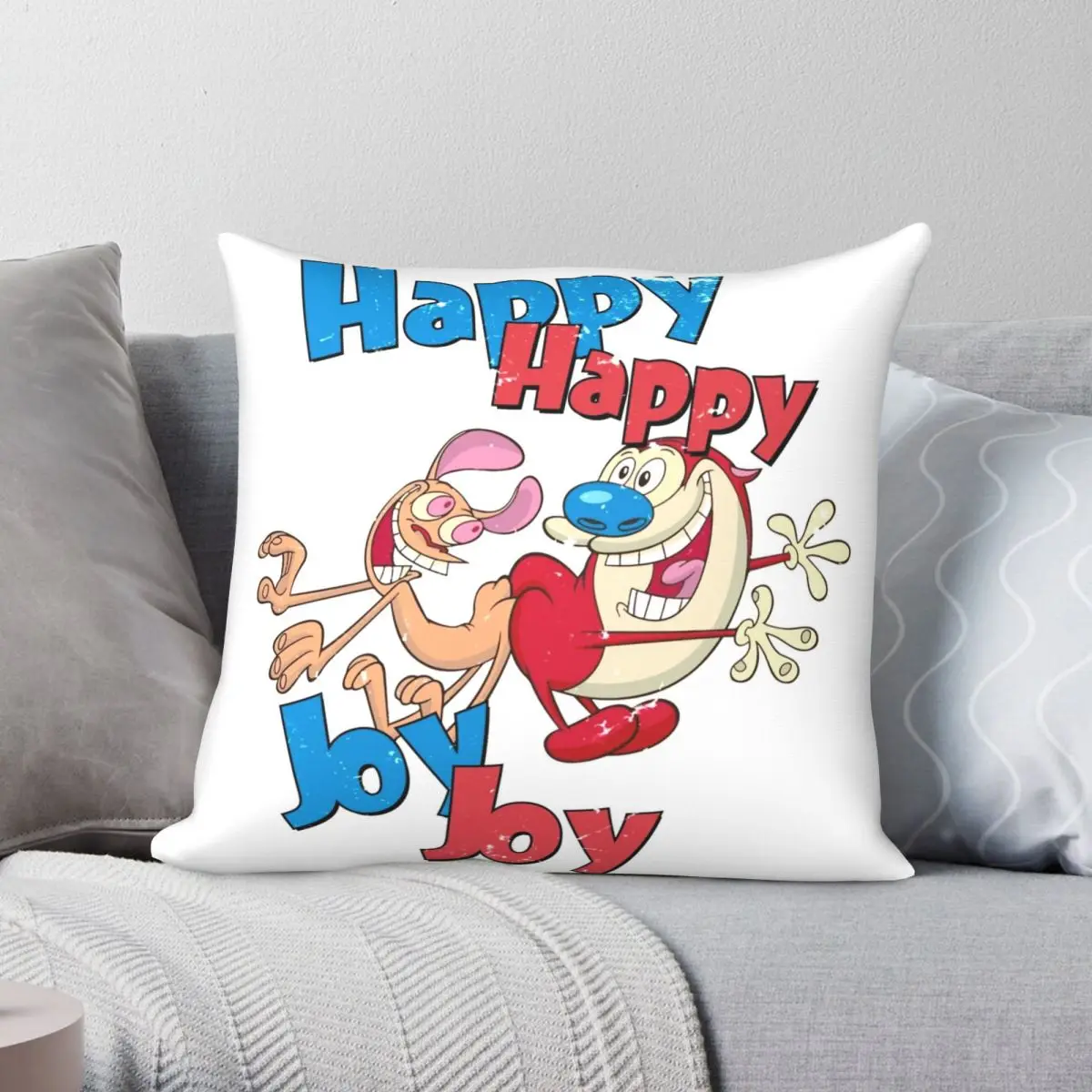 Ren Stimpy Pillowcase Polyester Linen Velvet Pattern Zip Decor Pillow Case Home Cushion Case 45x45