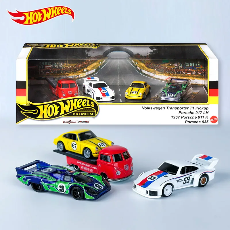 Hot Wheels Car Model 4pcs Transport Vehicle Gmh39 Collected Series Porsche Alloy Hot Sports Car Model Room Ornament Birthday Toy