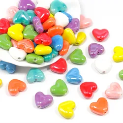 20pcs Heart-shaped Ceramic Beads For Jewelry Making Earring Bracelet 13x15mm Multicolor Llorful Ceramic Palm Jewelry Accessories