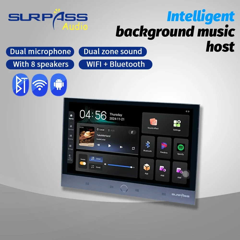 المنزل الذكي الصوت تويا 7 بوصة الجدار مكبر للصوت أندرويد 11 بلوتوث زيجبي المدمج في 1 واط مكبرات الصوت 8 مناطق حجم الصوت واي فاي لوحة الموسيقى