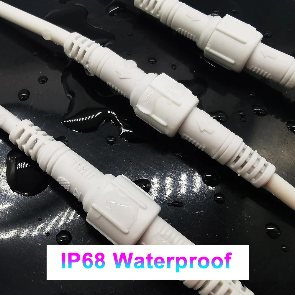 5/10/20/50/100Pairs 2Pin 3Pin 4Pin 5Pin Männlichen Zu Weiblichen Jack LED Stecker IP68 Wasserdicht Schwarz Weiß Kabel Für LED Streifen Licht – Detail 5