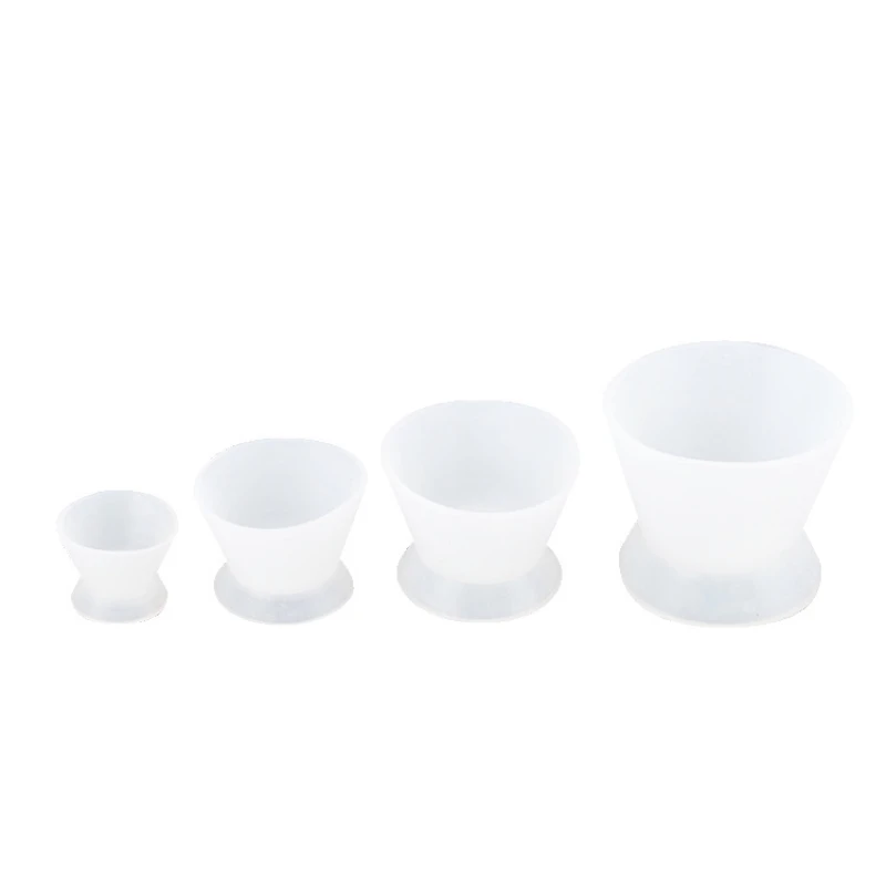 4pcs/Set Dental Self-Setting Cup Dental Oral Material Silicone Rubber Self-Setting Cup Dental Cement Powder Rubber Bowl