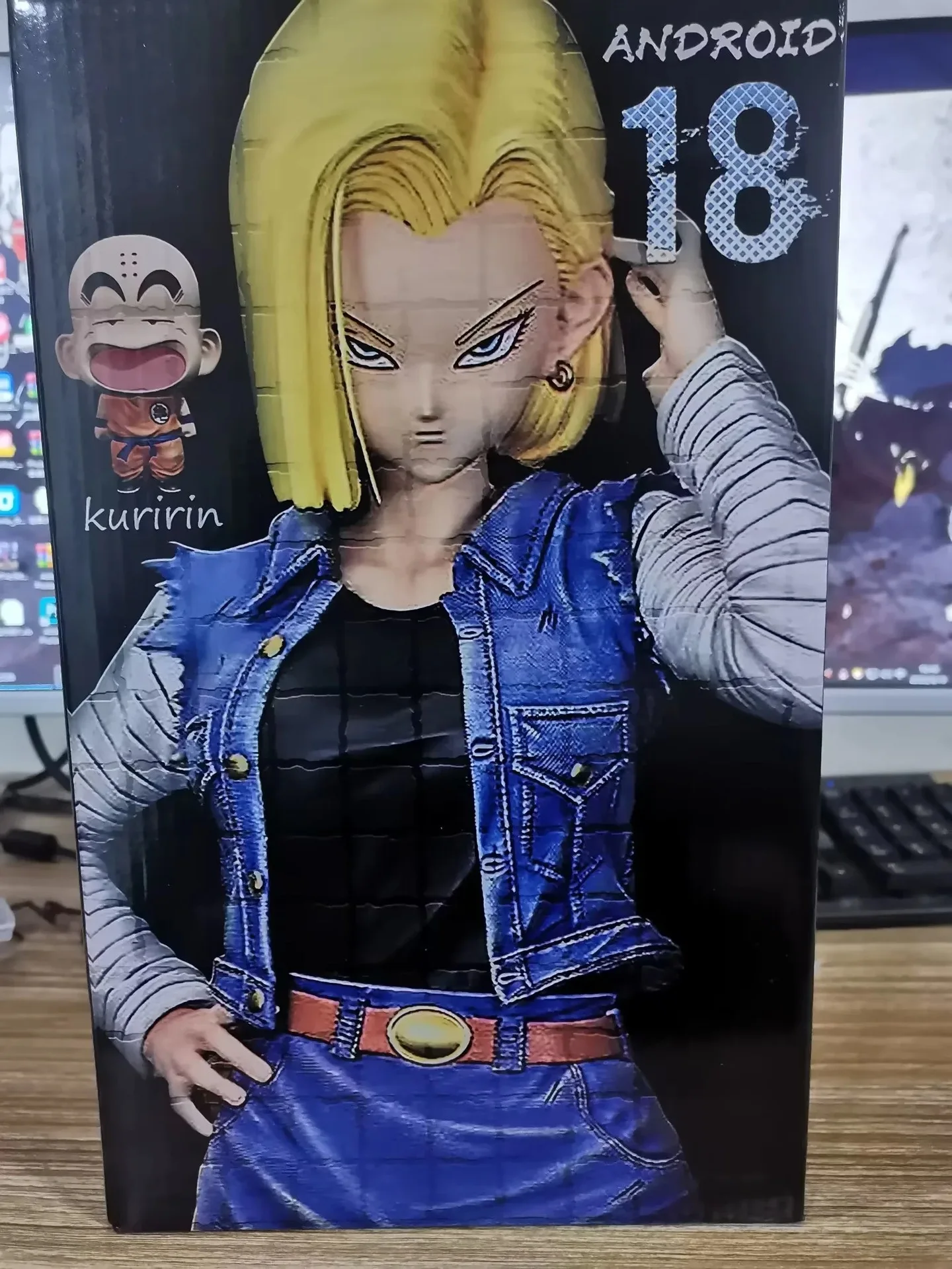 Anime dragon ball z super saiyan android 18 lazuli & krillin pvc figura de ação jogo estátua modelo colecionável brinquedos boneca presentes