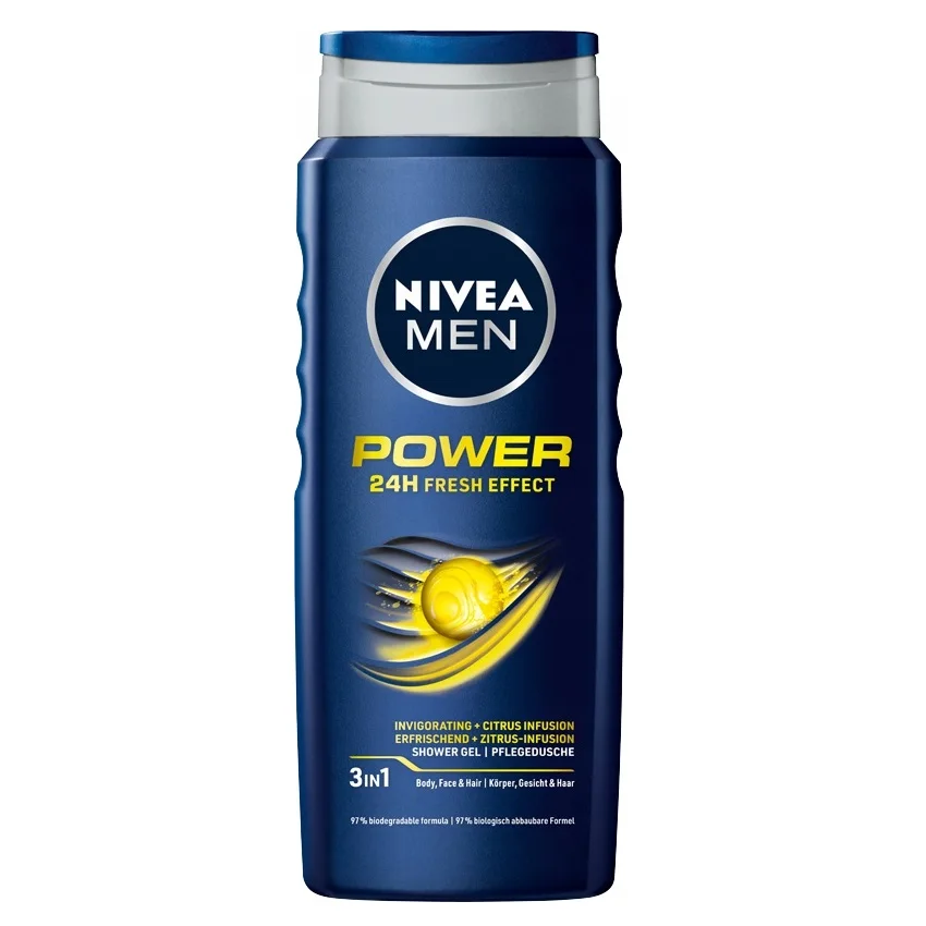 Nivea Gel de ducha Power refresh para hombre, 500 ml