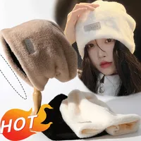 Plush Beanies Hats for Women Winter Warm Solid Baggy Fleece Wool Skullies Hat Outdoor Coldproof Thicken Caps Female Gorros